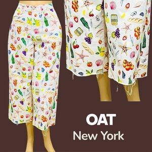 Oat New York Jeans Distress High Waist Wide Leg Multicolor Trending Print Sz 29